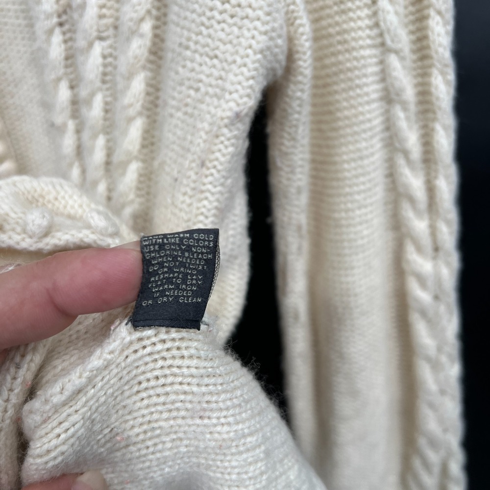 Anthropologie Laureate Lane retro grandma sweater cable knit pom pom XL - Picture 7 of 13